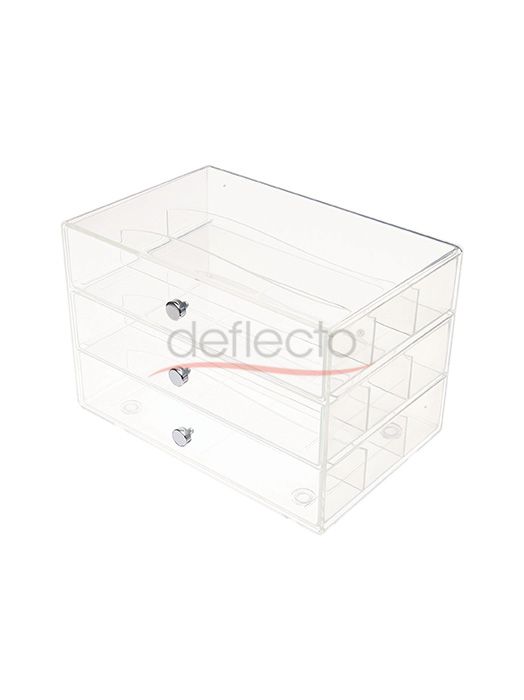 Clear organizer with 3 drawers