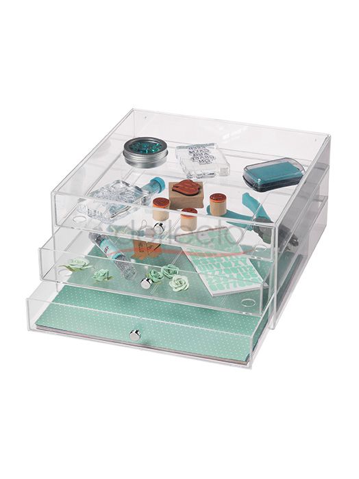 The perfect storage organizer with 3 drawers for craft paper (12"x12")