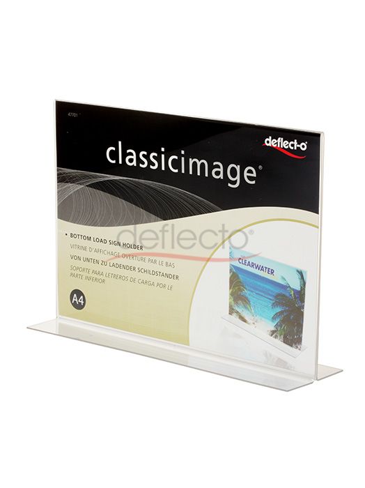 T Shape Stand-up Sign Holder (Landscape) A4 Clear