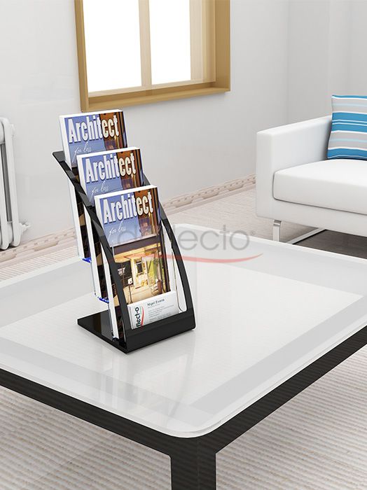 Architeture 3-Tier Brochure Holder 1/3A4, Black+Clear