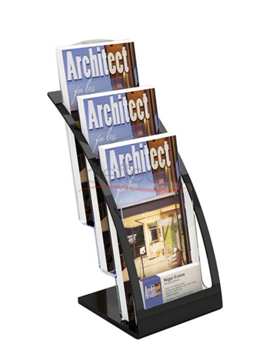 Architeture 3-Tier Brochure Holder 1/3A4, Black+Clear