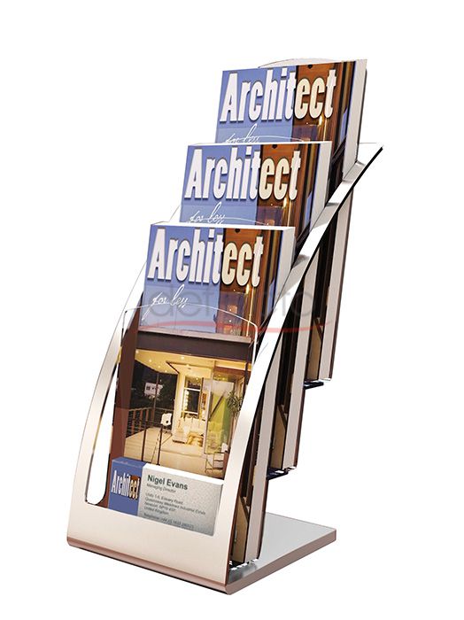 Architeture  3-Tier Brochure Holder 1/3A4, Silver+Clear