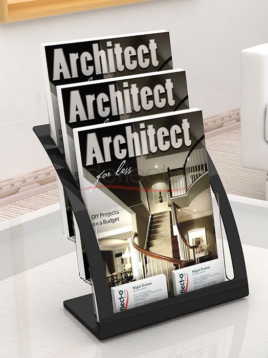 Architeture 3-Tier  Brochure Holder A4, Black+Clear