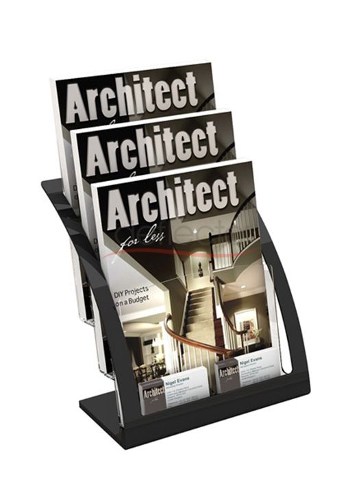 Architeture 3-Tier  Brochure Holder A4, Black+Clear