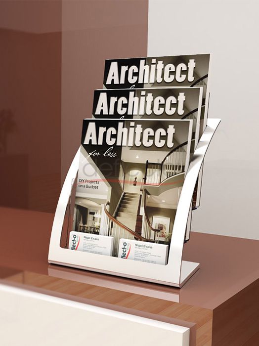 Architeture 3-Tier Brochure Holder A4, Silver+Clear