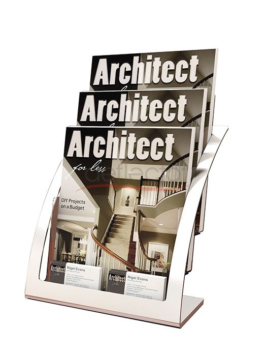 Architeture 3-Tier Brochure Holder A4, Silver+Clear