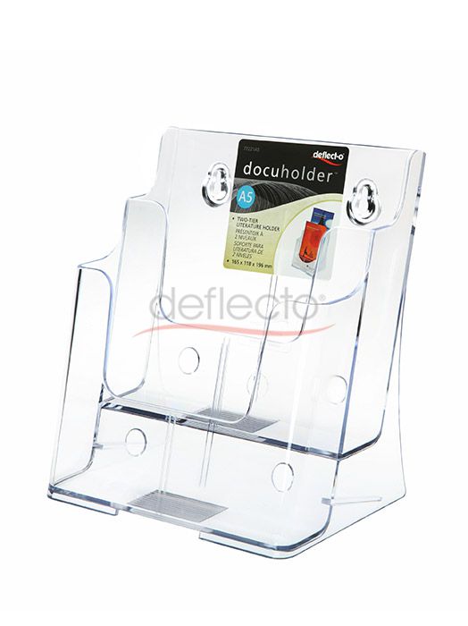 2-Tier Wall Mount High Back Holder (Portrait) A5 Clear