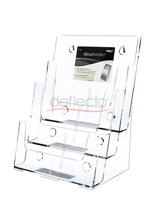 3-Tier Wall Mount High Back Holder (Portrait) A4 Clear