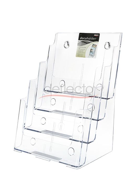 4-Tier Wall Mount High Back Holder (Portrait) A4 Clear