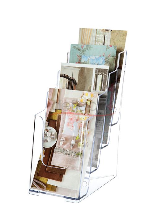 4-Tier Wall Mount High Back Holder (Portrait)1/3 A4 Clear