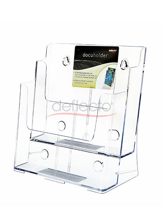 2-Tier Wall Mount High Back Holder (Portrait) A4 Clear
