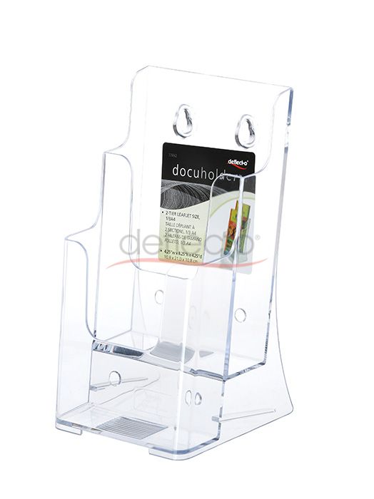 2-Tier Wall Mount High Back Holder (Portrait) 1/3 A4 Clear