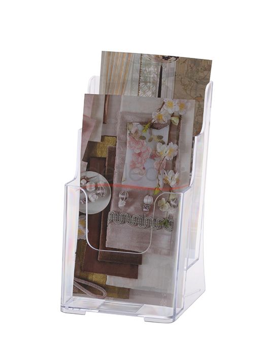 2-Tier Wall Mount High Back Holder (Portrait) 1/3 A4 Clear