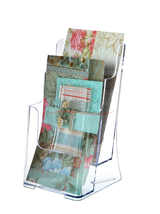 2-Tier Wall Mount High Back Holder (Portrait) 1/3 A4 Clear