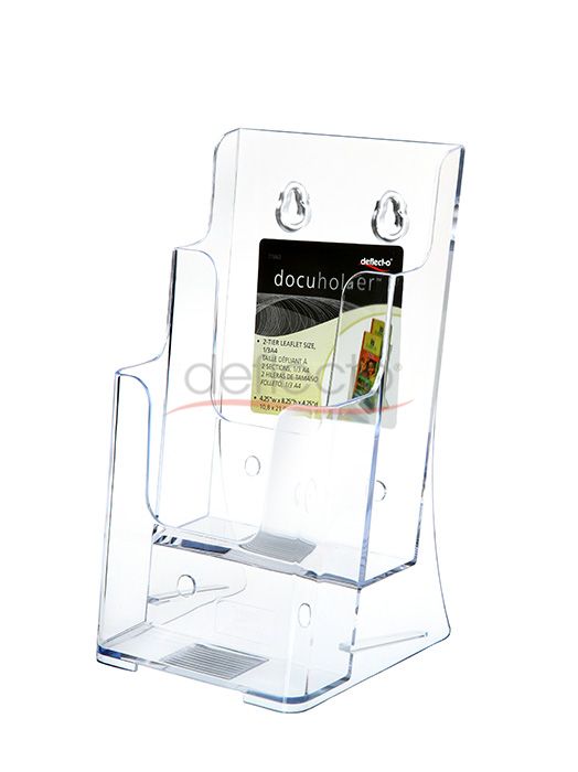 2-Tier Wall Mount High Back Holder (Portrait) 1/3 A4 Clear
