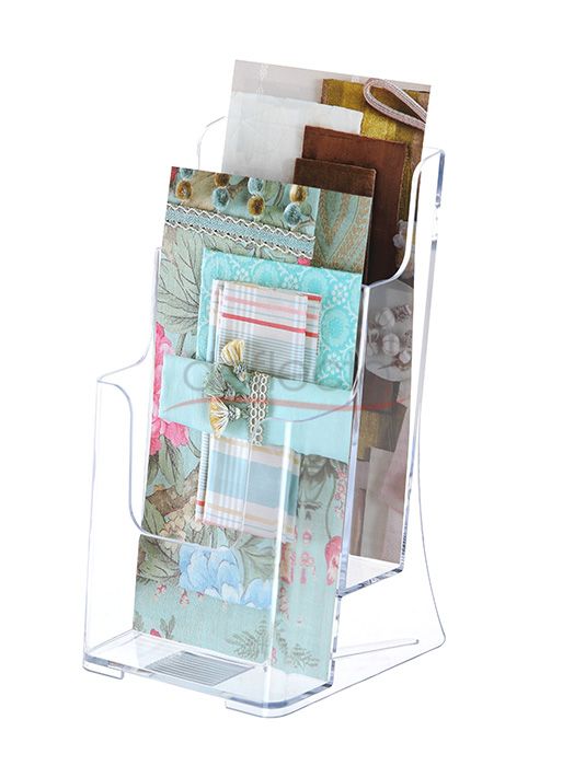 2-Tier Wall Mount High Back Holder (Portrait) 1/3 A4 Clear