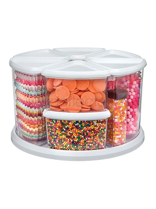 Rotating Carousel Organizer 9 Container, 6x3" Height + 3x6" Height