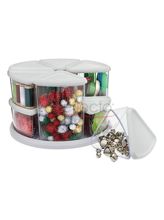 Rotating Carousel Organizer 9 Container, 6x3" Height + 3x6" Height