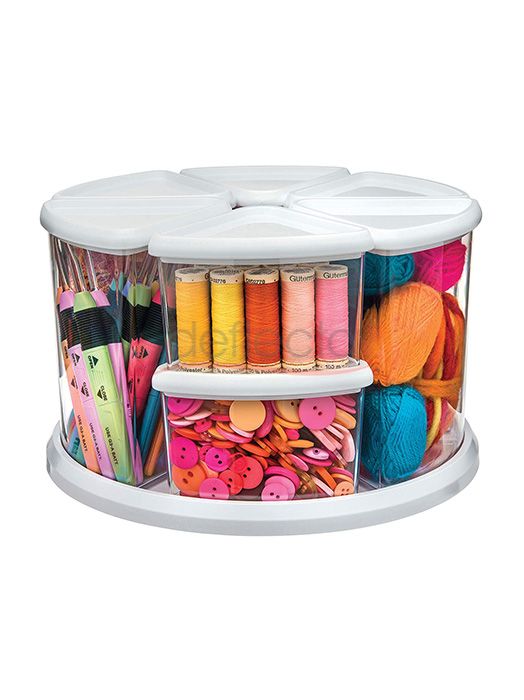 Rotating Carousel Organizer 9 Container, 6x3" Height + 3x6" Height