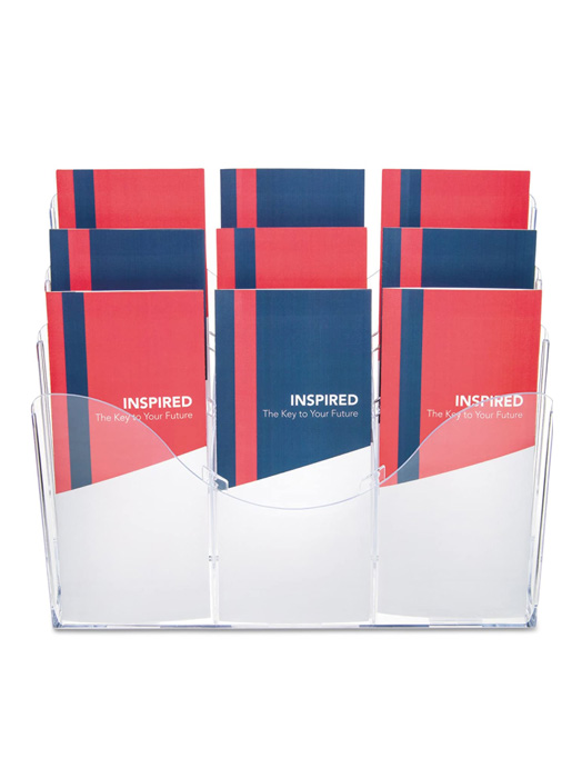 Deflecto 47631 Three-Tier Document Organizer with Dividers, 14w x 3 1/2d x 11 1/2h, Clear