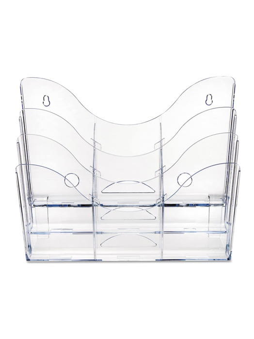Deflecto 47631 Three-Tier Document Organizer with Dividers, 14w x 3 1/2d x 11 1/2h, Clear