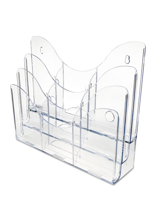 Deflecto 47631 Three-Tier Document Organizer with Dividers, 14w x 3 1/2d x 11 1/2h, Clear