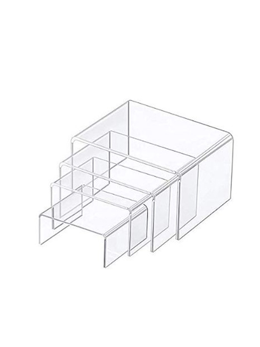 Large Clear Acrylic Riser Set, Acrylic Display Risers Shelf Showcase Fixtures for Jewelry, Display Stand